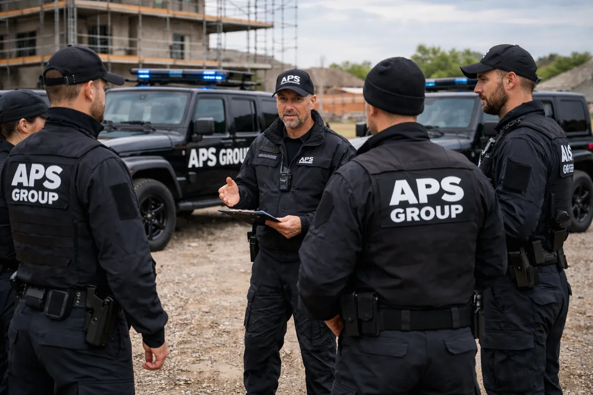 Einsatzbesprechung zur Baustellenbewachung in Wuppertal
