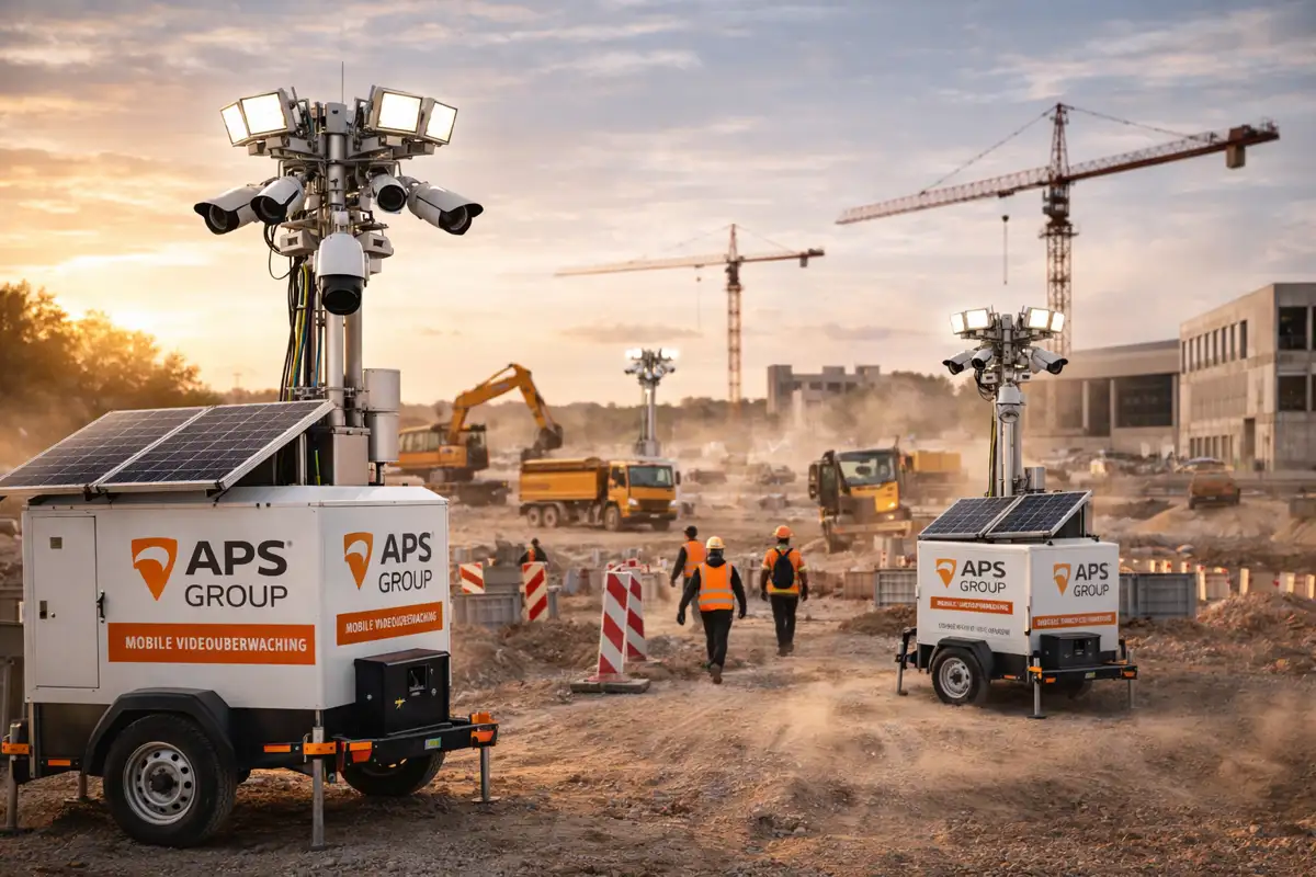 Mobile Videoüberwachung in Wuppertal mit Kameratürmen auf offenen Flächen und professioneller Sicherheitsstruktur